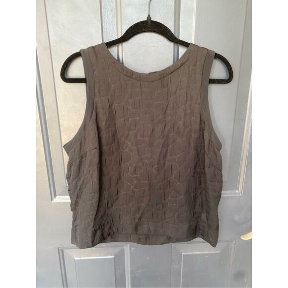 Search for Sanity Black Crinkle Tank, Silk Blend Blouse, Size Large - Picture 2 of 9